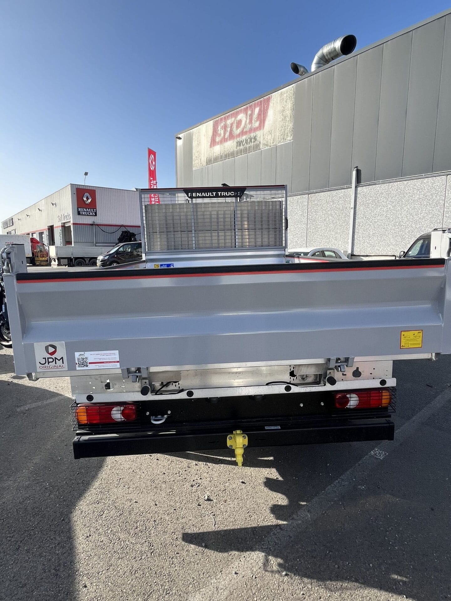 Rear view of a gray truck bed