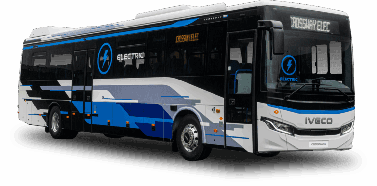 Autobus électrique moderne bleu et blanc Iveco