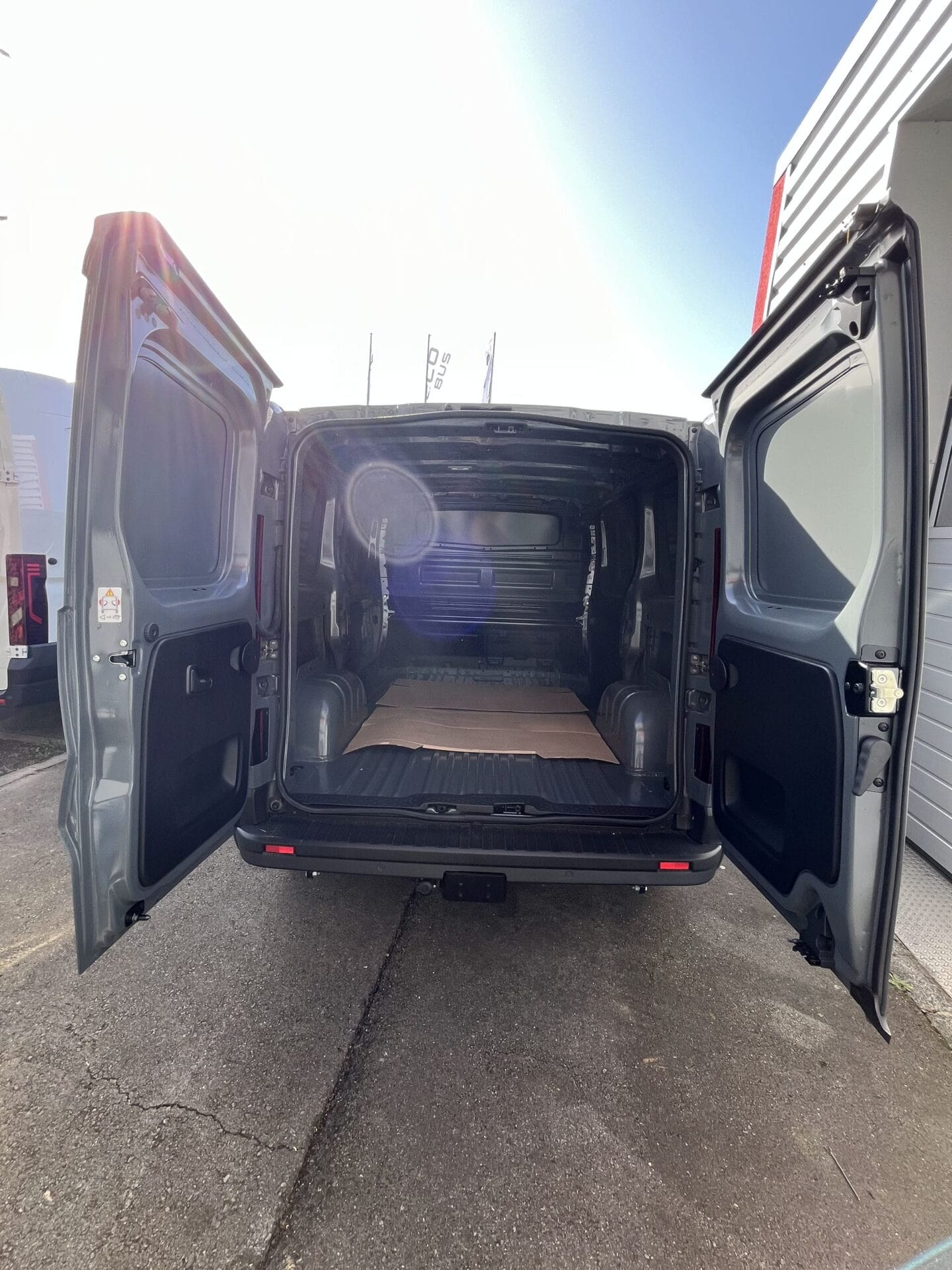 Open van with empty cargo space